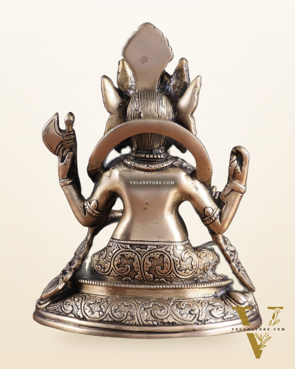 Brass Nepalese Style Ganesha Statue – 8" x 6.5" x 5.5" | Traditional Artistic Idol