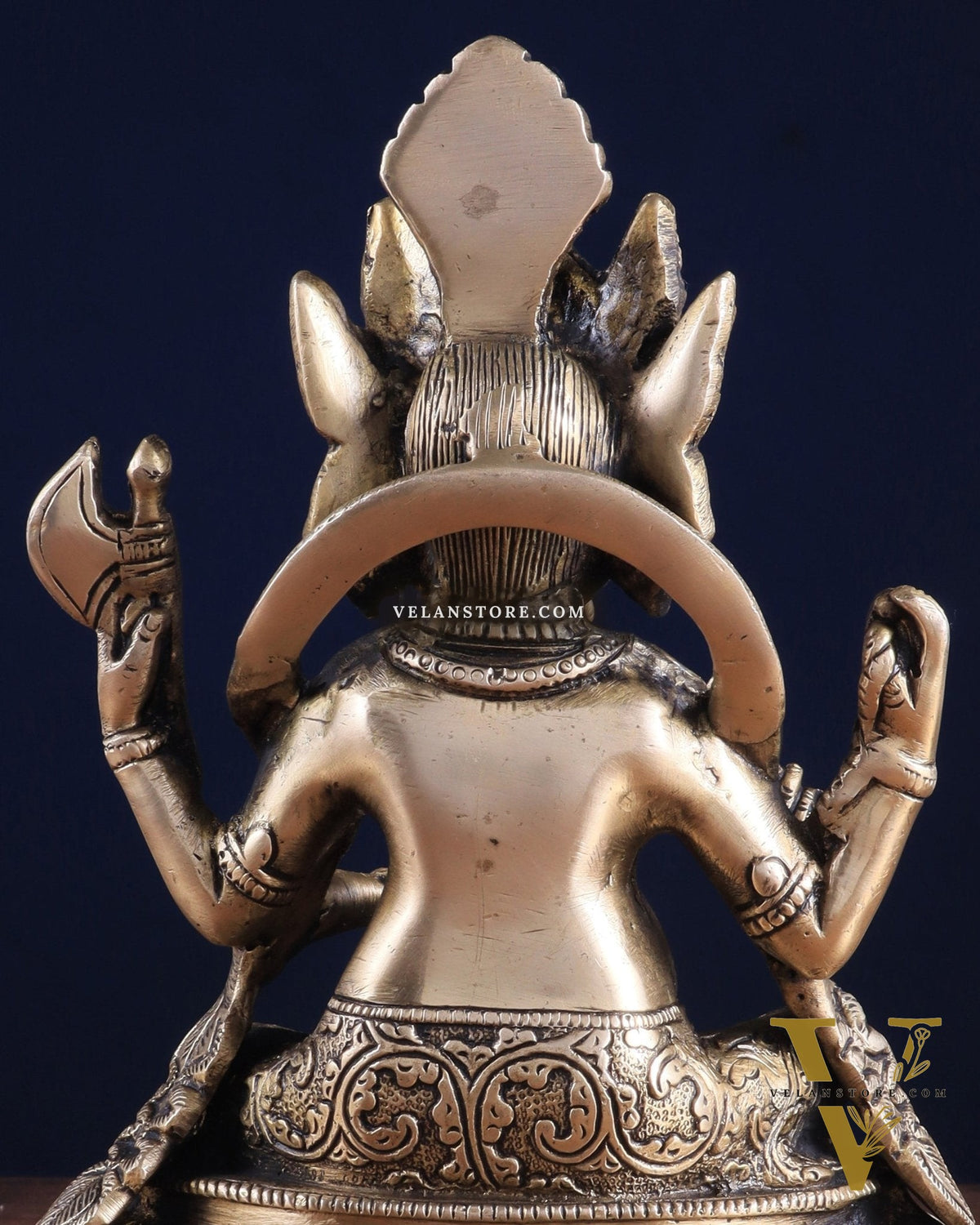 Brass Nepalese Style Ganesha Statue – 8" x 6.5" x 5.5" | Traditional Artistic Idol