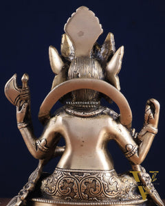 Brass Nepalese Style Ganesha Statue – 8" x 6.5" x 5.5" | Traditional Artistic Idol