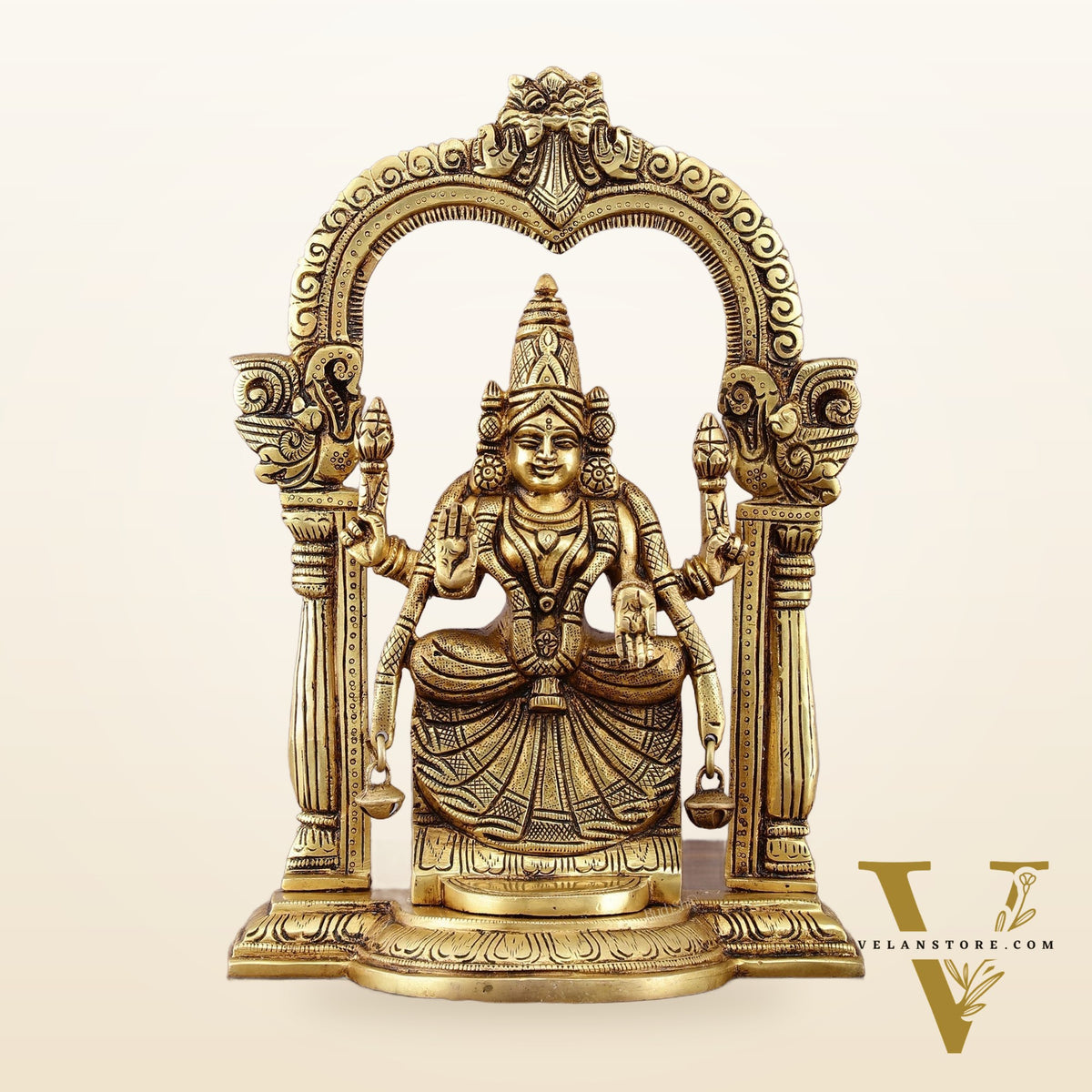 Brass Padmavati Thayar Lakshmi Statue with Thiruvachi Arch - 11 inch