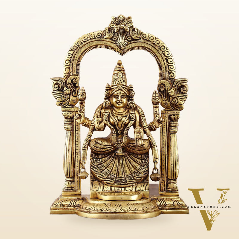 Brass Padmavati Thayar Lakshmi Statue with Thiruvachi Arch - 11 inch