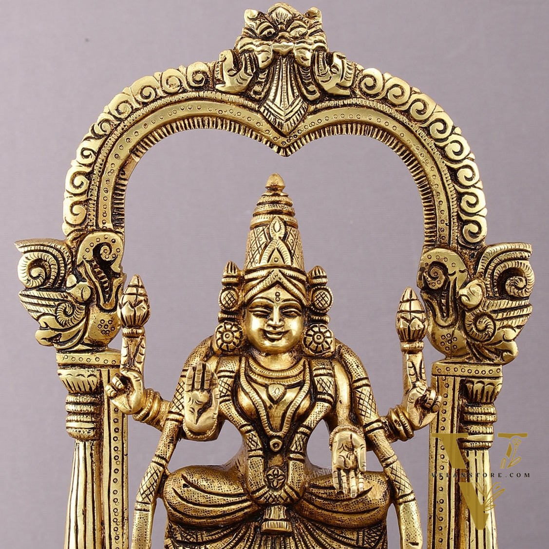 Brass Padmavati Thayar Lakshmi Statue with Thiruvachi Arch - 11 inch