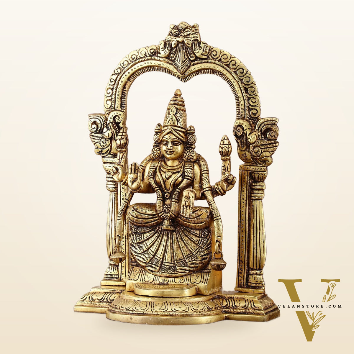 Brass Padmavati Thayar Lakshmi Statue with Thiruvachi Arch - 11 inch