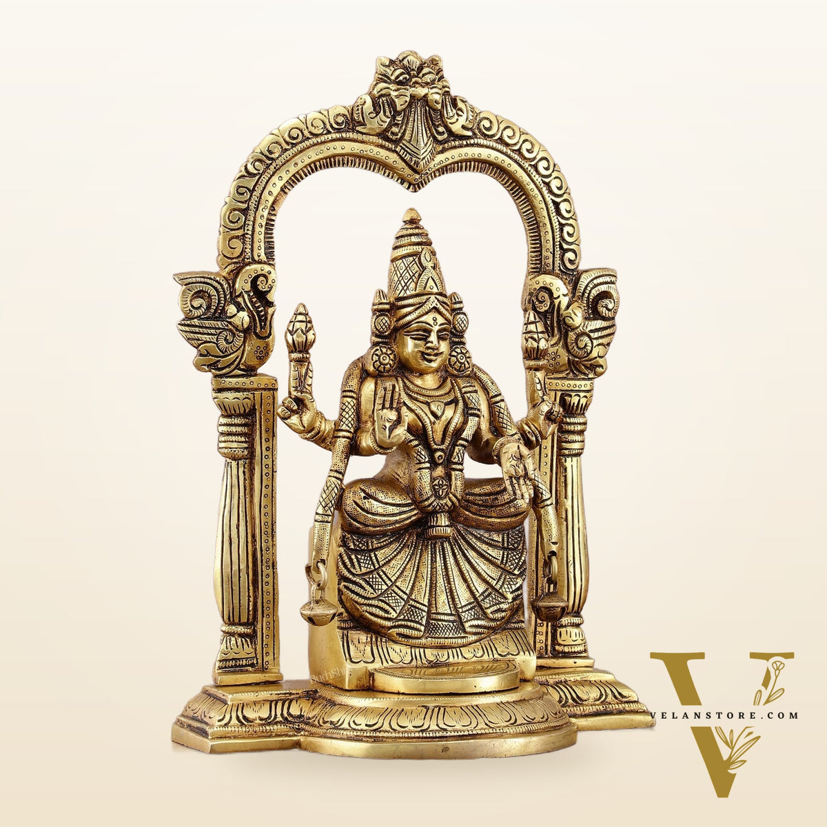 Brass Padmavati Thayar Lakshmi Statue with Thiruvachi Arch - 11 inch