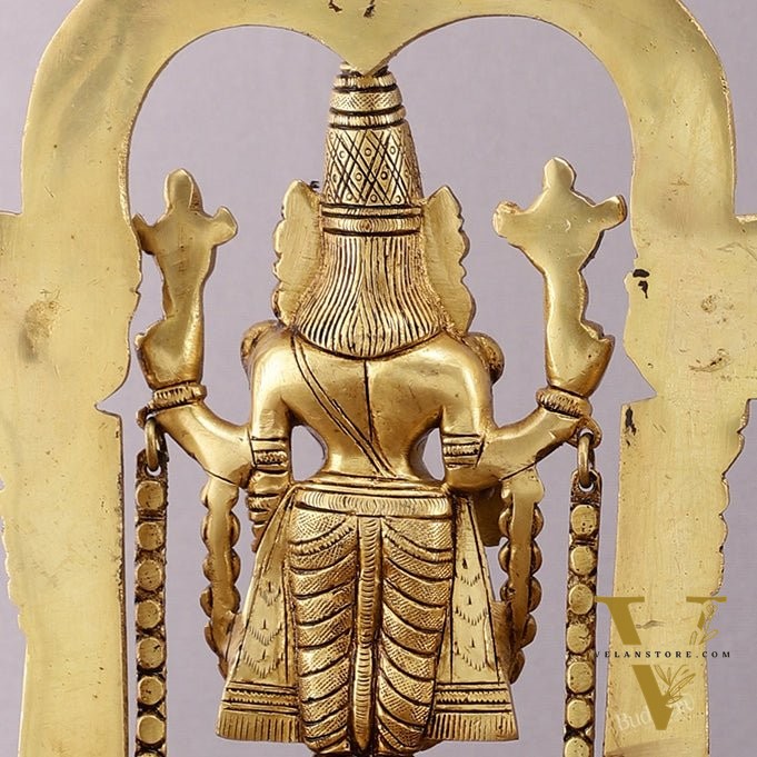 Brass Padmavati Thayar Lakshmi & Tirupati Balaji Statue Set with Thiruvachi Arch - 12 Inch
