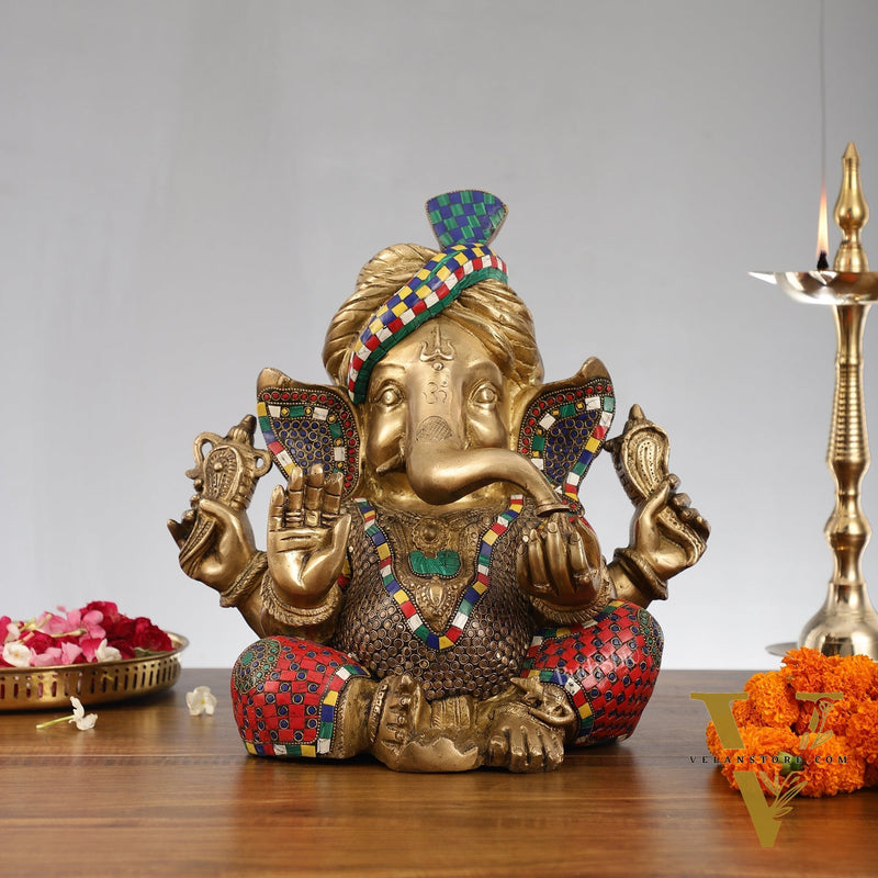 Brass Pagadi Ganesha idol 14"