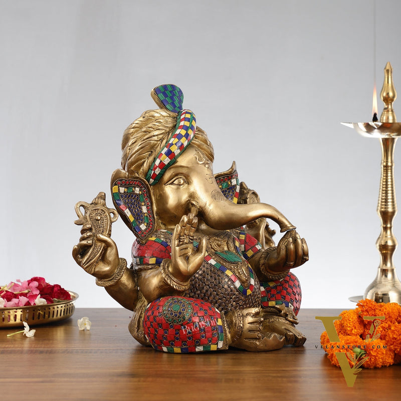 Brass Pagadi Ganesha idol 14"