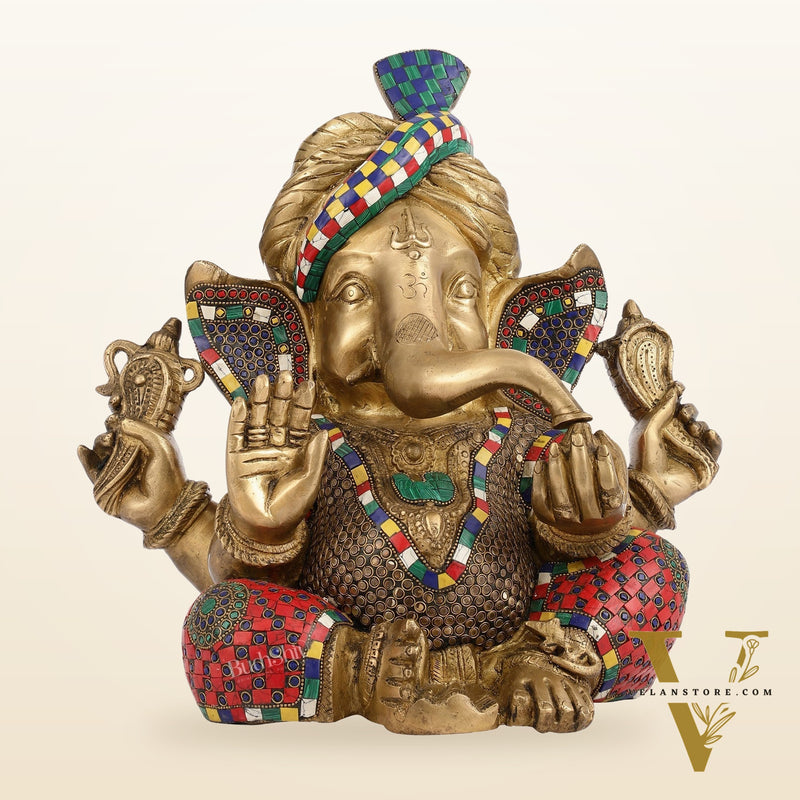 Brass Pagadi Ganesha idol 14"