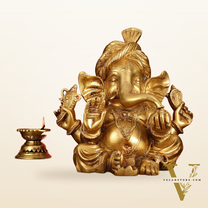 Brass Pagadi Ganesha idol 14"