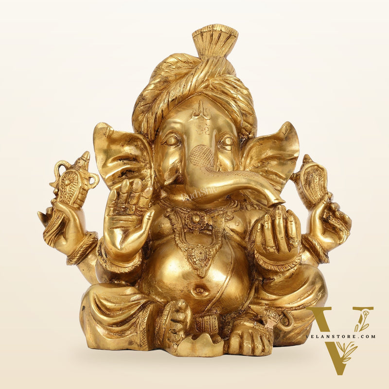 Brass Pagadi Ganesha idol 14"