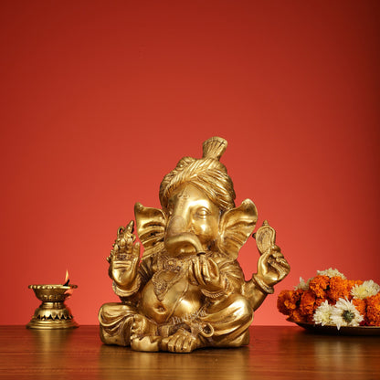 Brass Pagadi Ganesha idol 14"