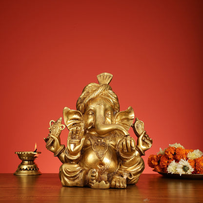 Brass Pagadi Ganesha idol 14"