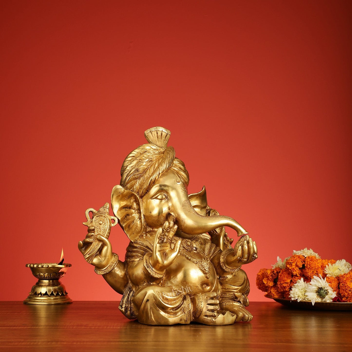 Brass Pagadi Ganesha idol 14"