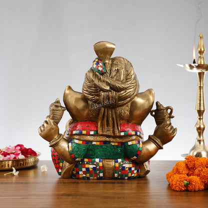 Brass Pagadi Ganesha idol 14"