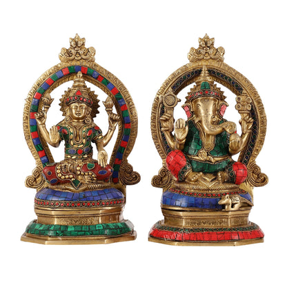 Brass ganesh lakshmi idols 11 inch