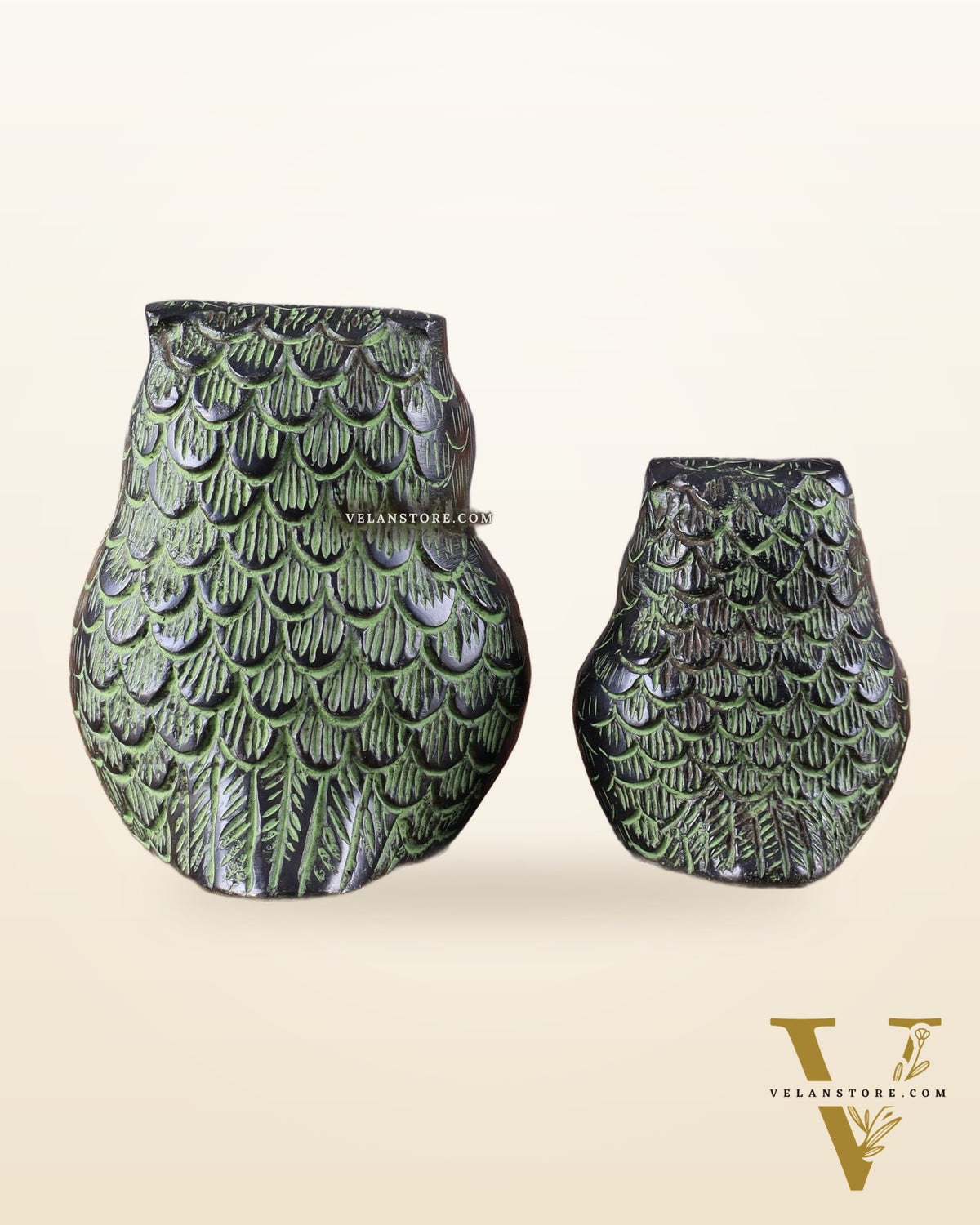 Brass Pair of Owl Showpieces – Vastu and Feng Shui Recommended Décor black green tone
