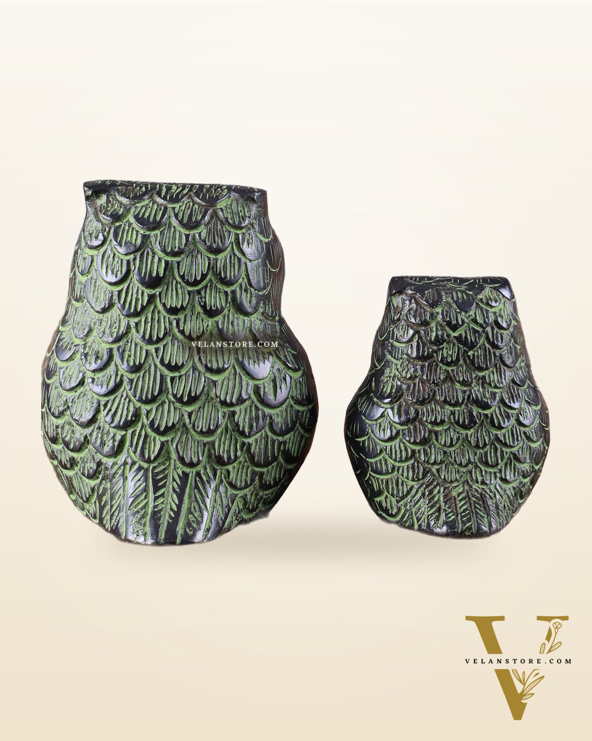 Brass Pair of Owl Showpieces – Vastu and Feng Shui Recommended Décor black green tone