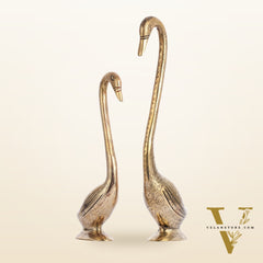 Brass Pair of Swans Showpiece - 15" Height | Elegant Home Decor
