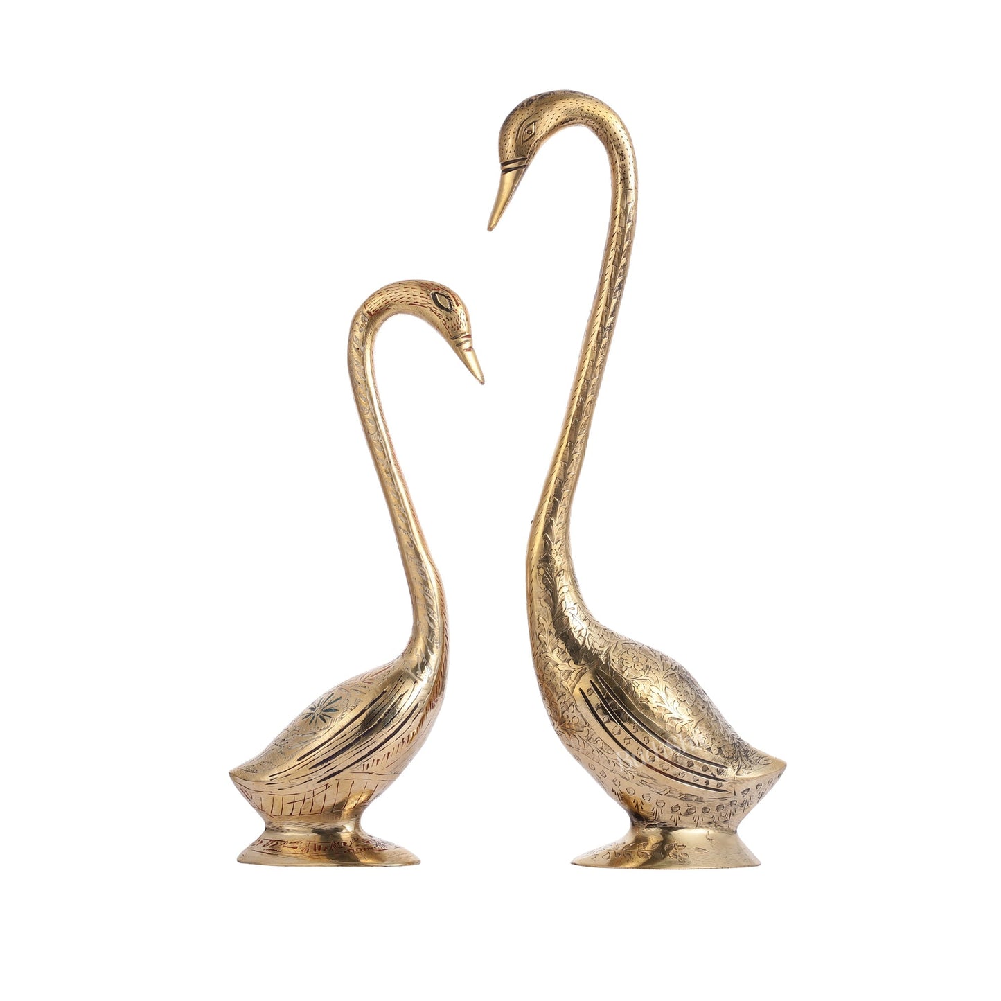 Brass Pair of Swans Showpiece - 15" Height | Elegant Home Decor