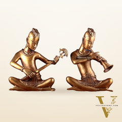 Brass pair of tansen musicians 18"