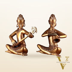 Brass pair of tansen musicians 18"