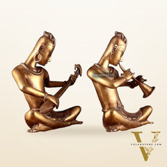 Brass pair of tansen musicians 18"