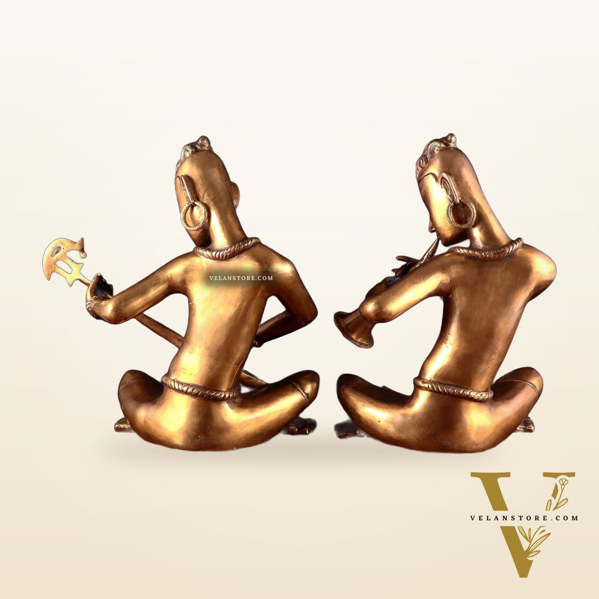 Brass pair of tansen musicians 18"