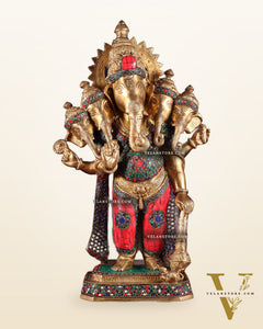 Brass Panchmukhi Ganesha Statue five faced Ganesha  - 20 Inch