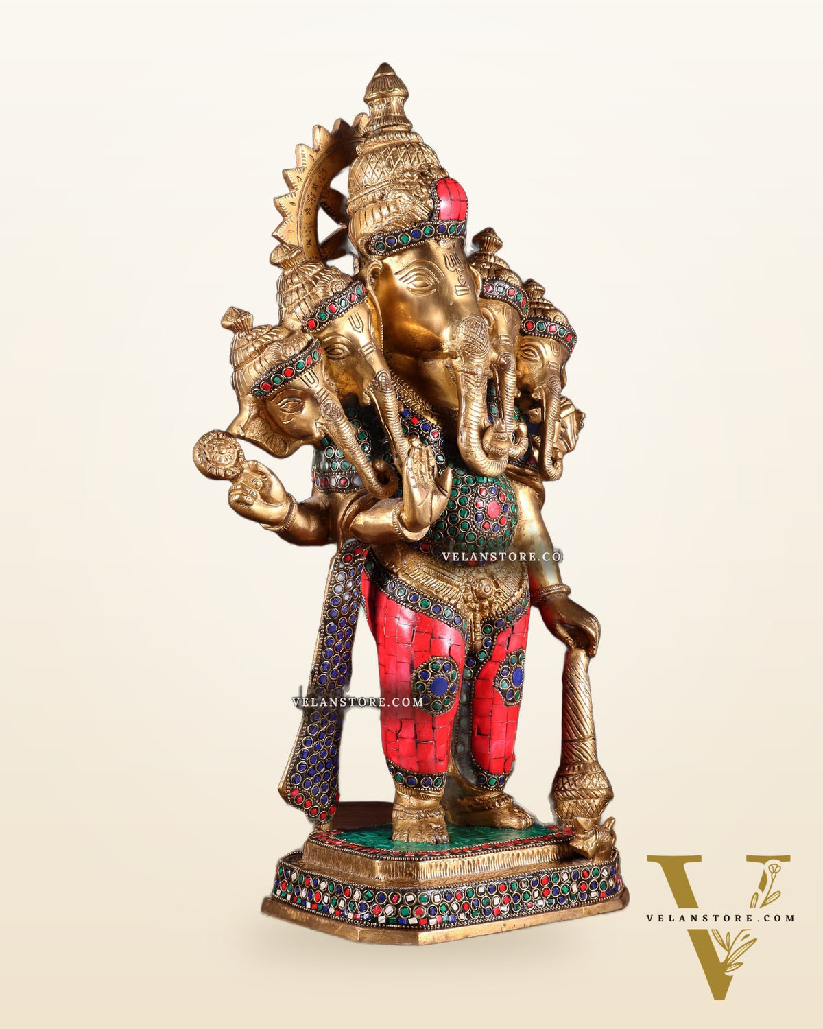 Brass Panchmukhi Ganesha Statue five faced Ganesha  - 20 Inch