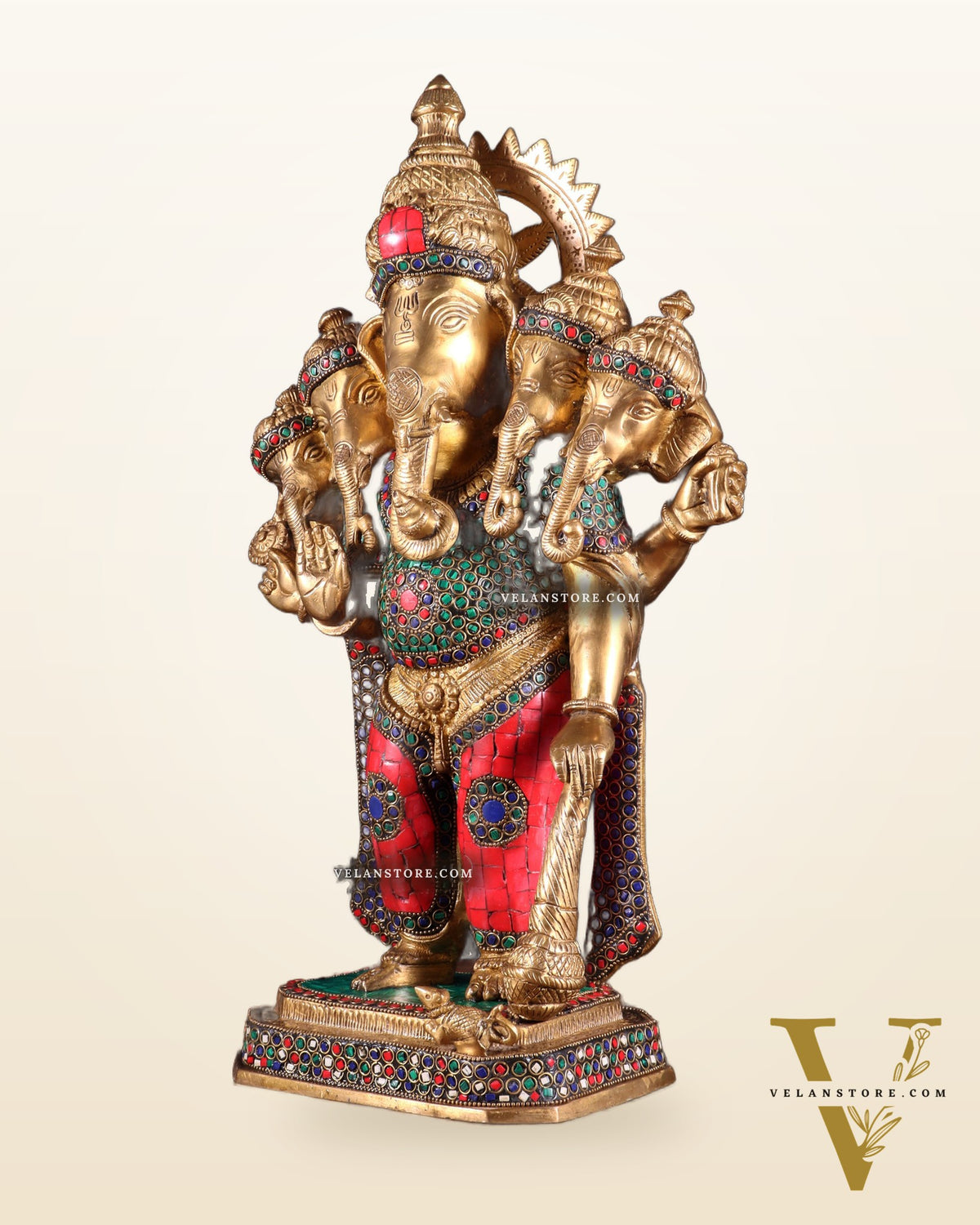 Brass Panchmukhi Ganesha Statue five faced Ganesha  - 20 Inch