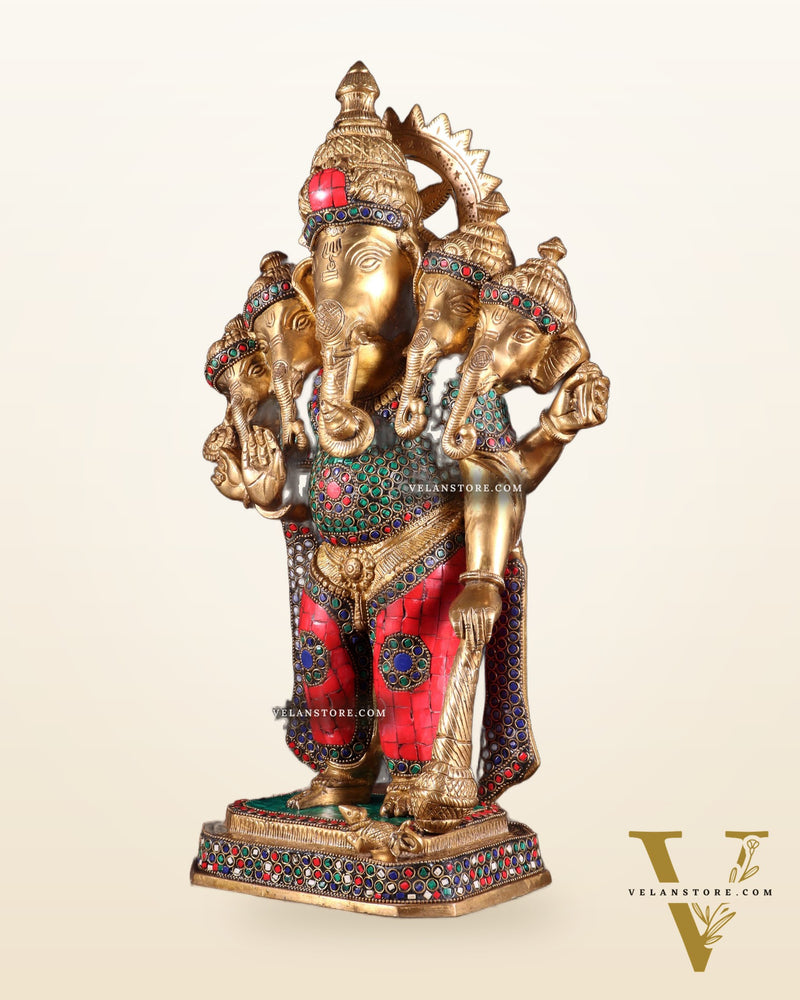 Brass Panchmukhi Ganesha Statue five faced Ganesha  - 20 Inch