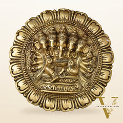 Brass Panchmukhi Ganesha Wall Hanging - 12 x 12 inch