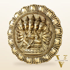 Brass Panchmukhi Ganesha Wall Hanging - 12 x 12 inch