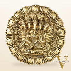 Brass Panchmukhi Ganesha Wall Hanging - 12 x 12 inch