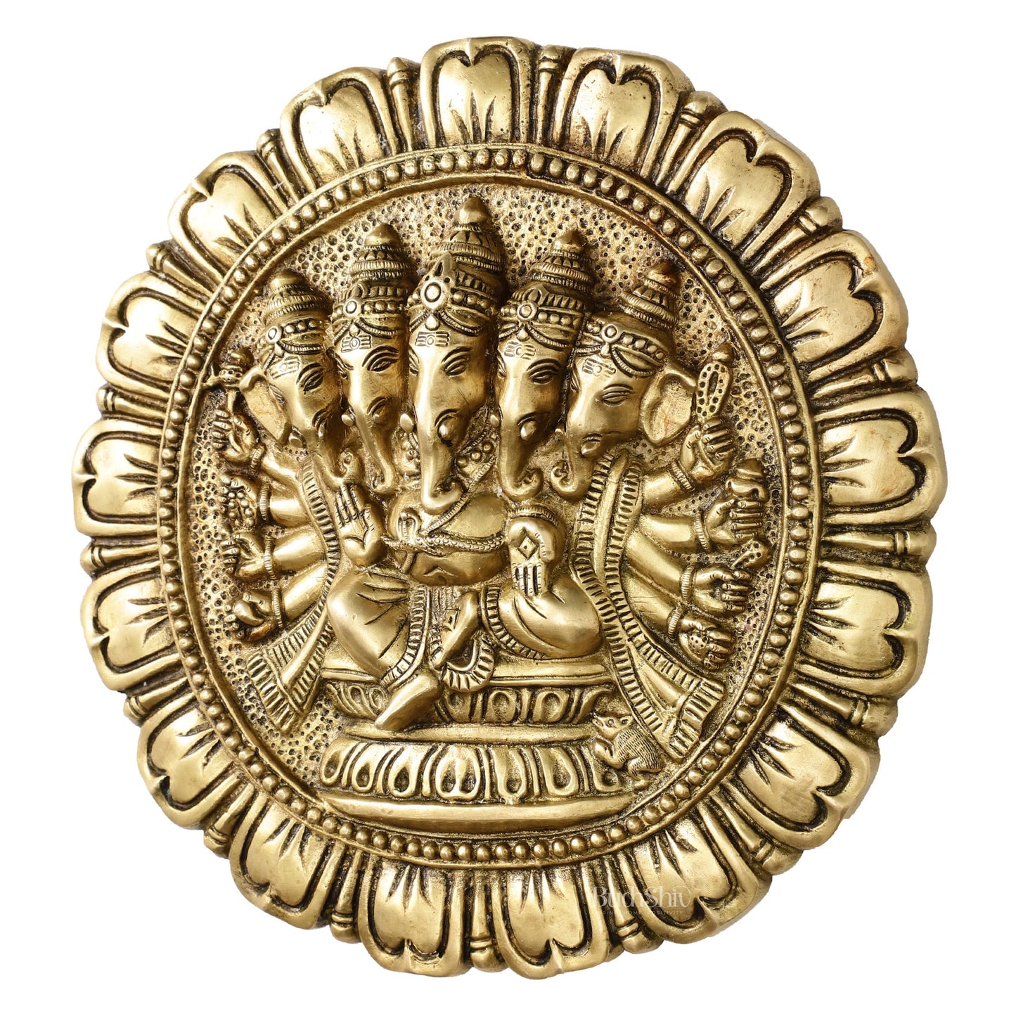 Brass Panchmukhi Ganesha Wall Hanging - 12 x 12 inch