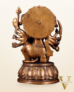 Brass Panchmukhi Hanuman 13" antique tone