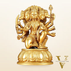 Brass Panchmukhi Hanuman 13" Matte gold