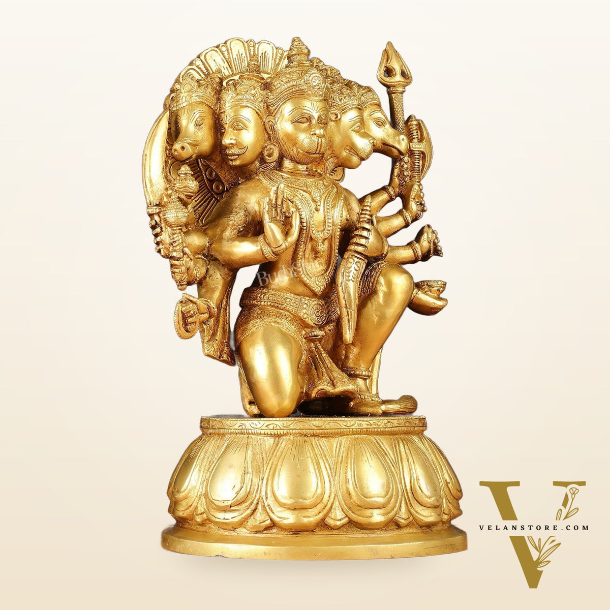 Brass Panchmukhi Hanuman 13" Matte gold