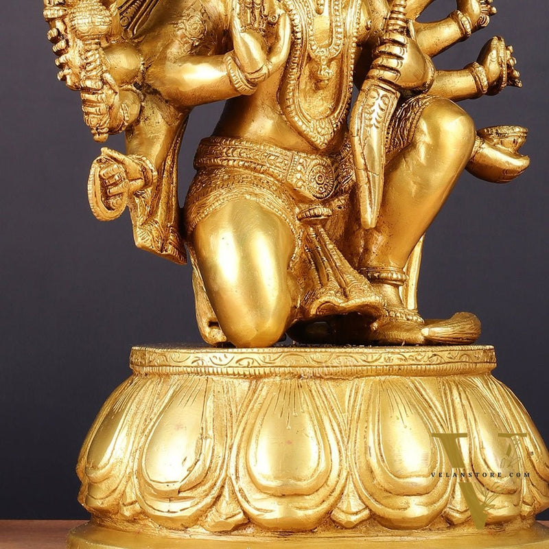 Brass Panchmukhi Hanuman 13" Matte gold