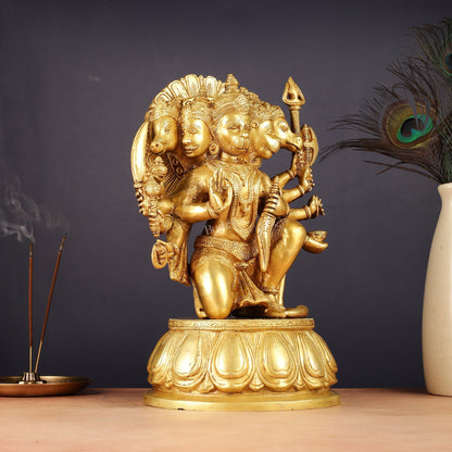 Brass Panchmukhi Hanuman 13" Matte gold