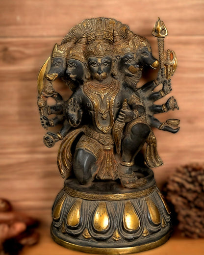 Brass Panchmukhi Hanuman 13" sandstone finish