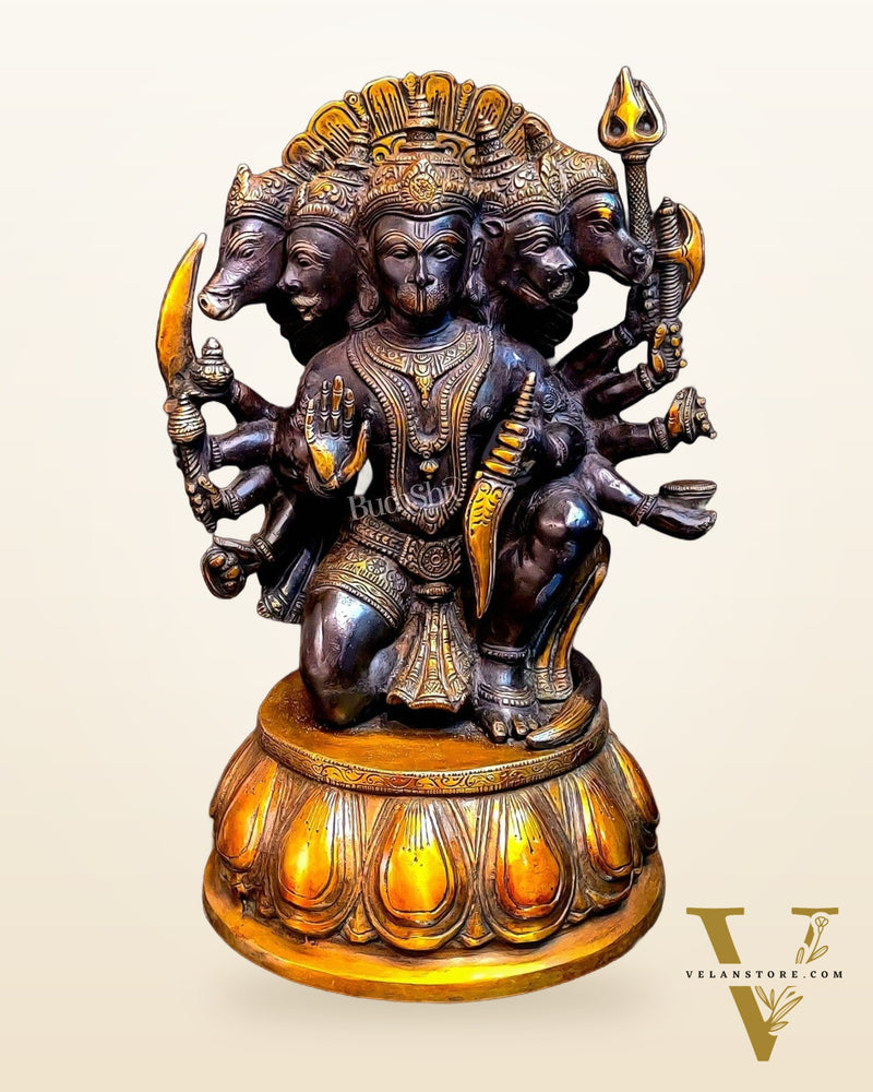 Brass Panchmukhi Hanuman 13"