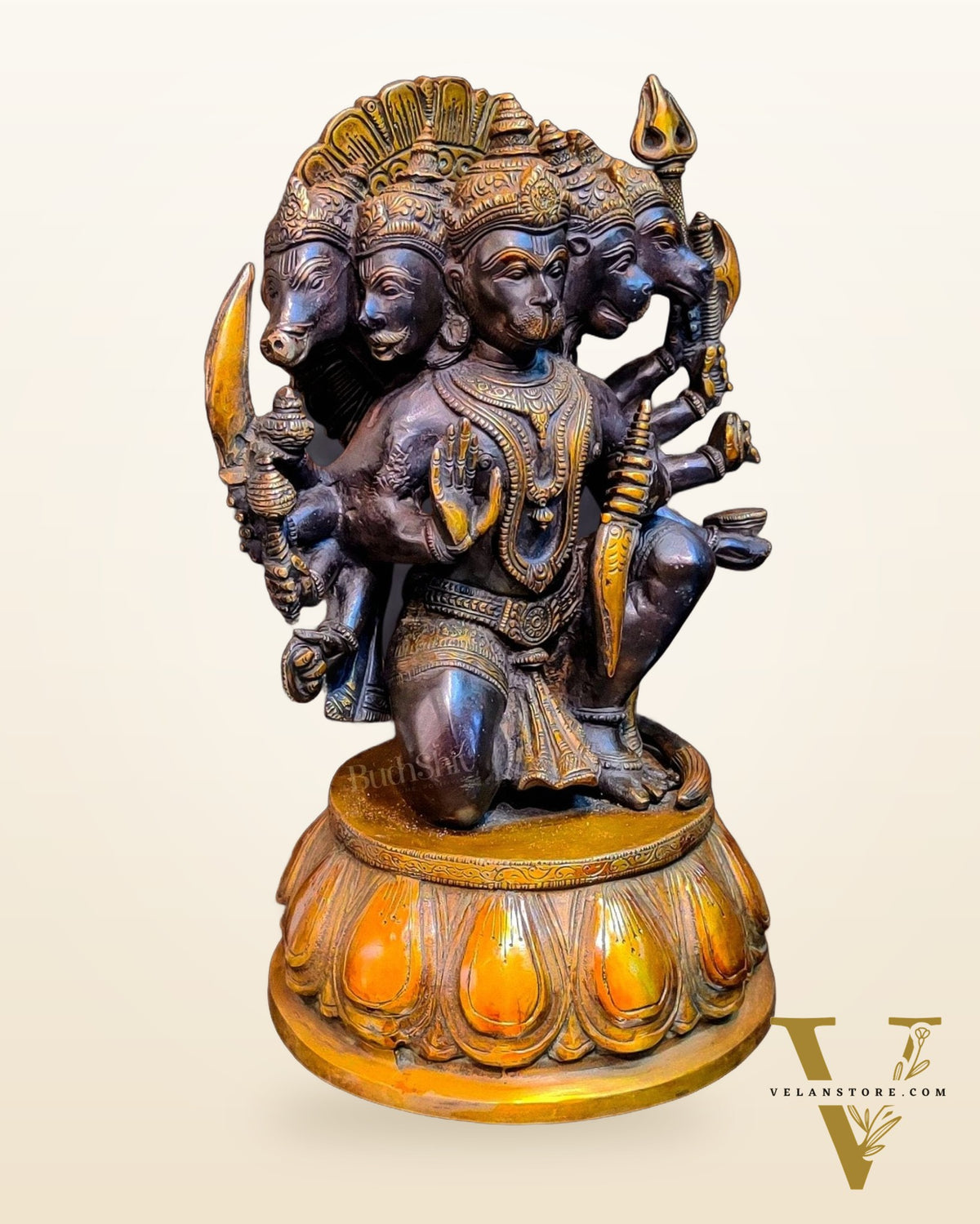 Brass Panchmukhi Hanuman 13"