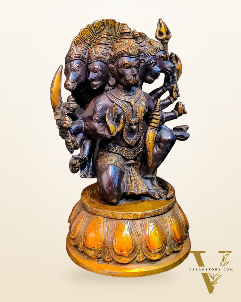 Brass Panchmukhi Hanuman 13"