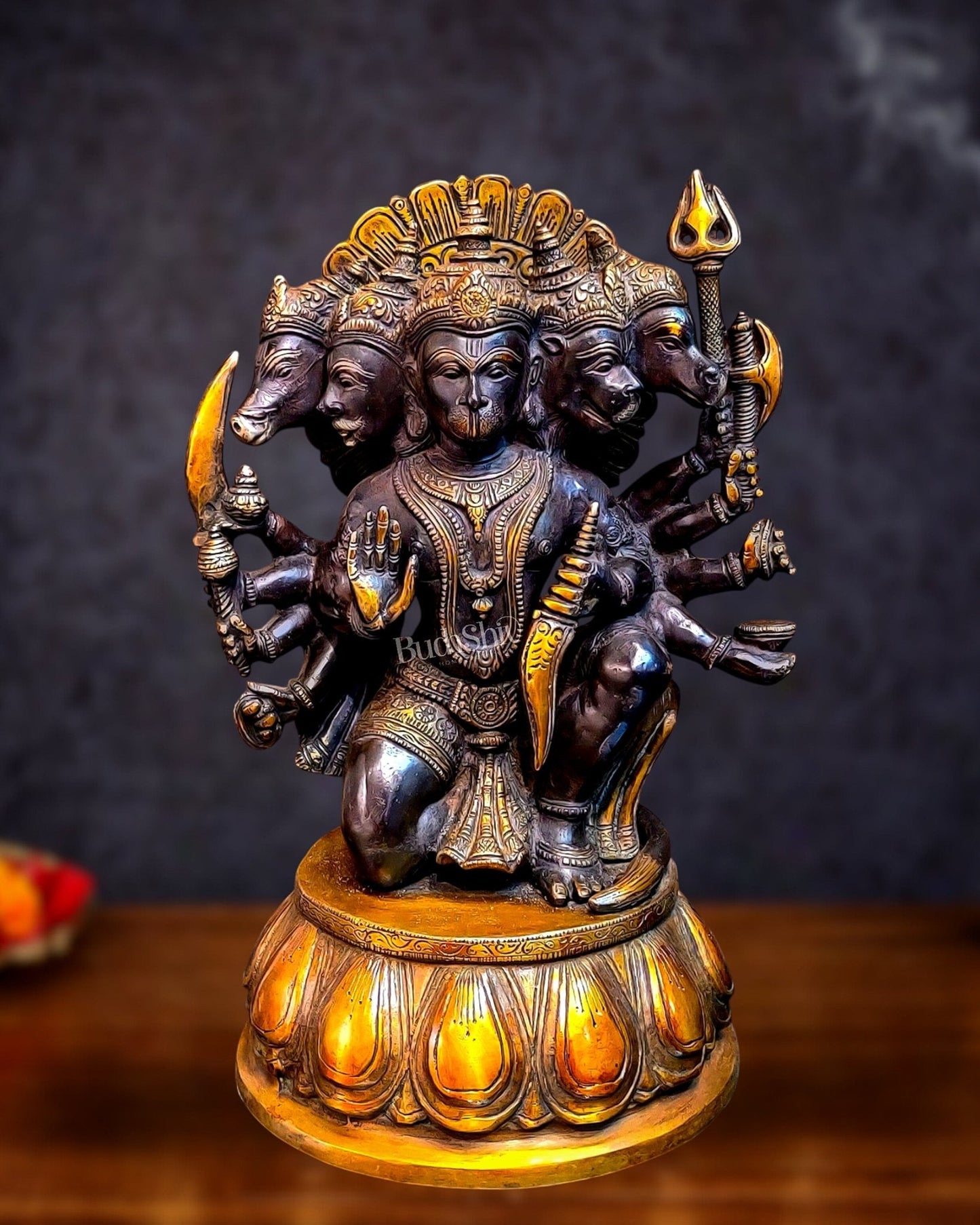 Brass Panchmukhi Hanuman 13"