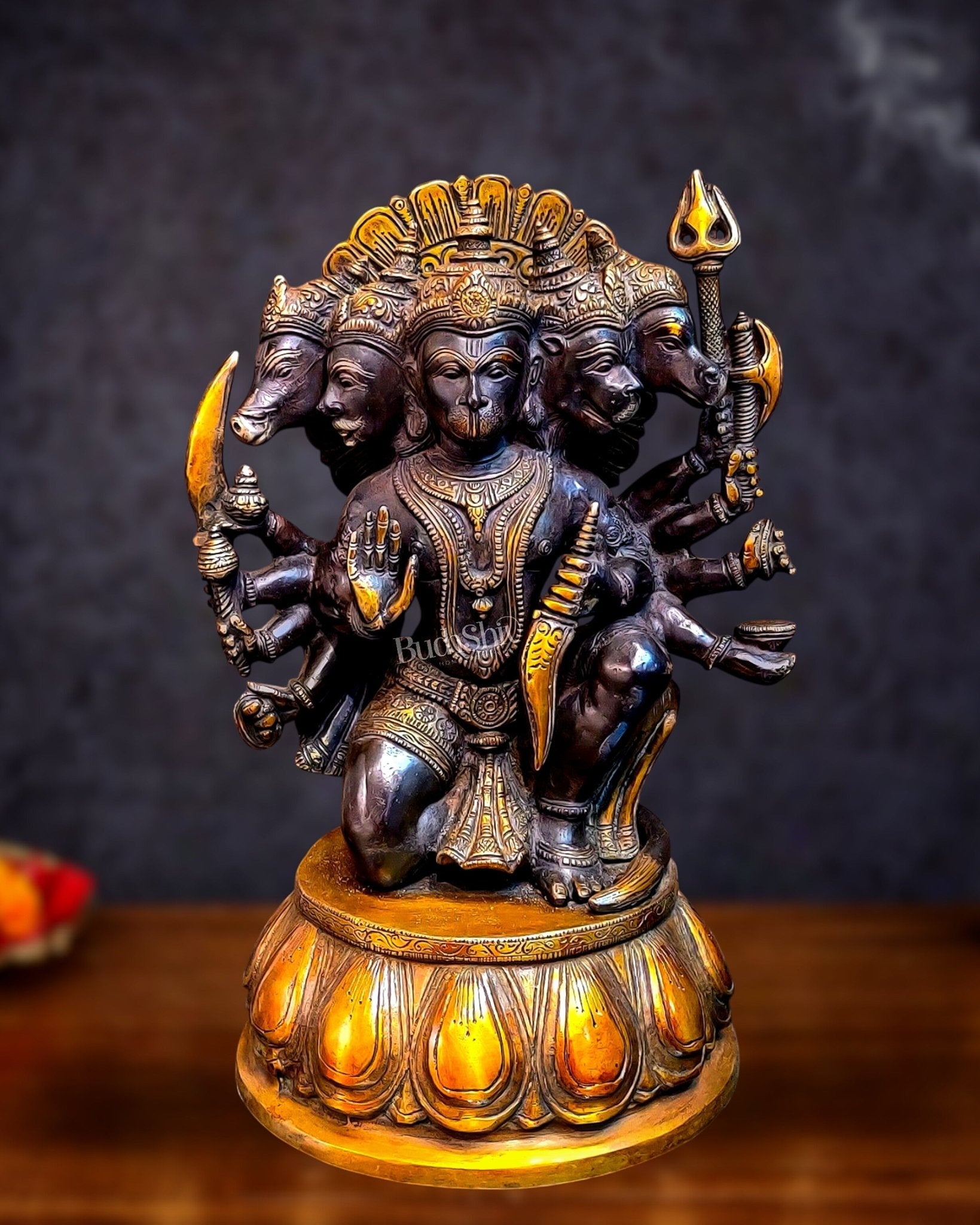 Brass Panchmukhi Hanuman 13"
