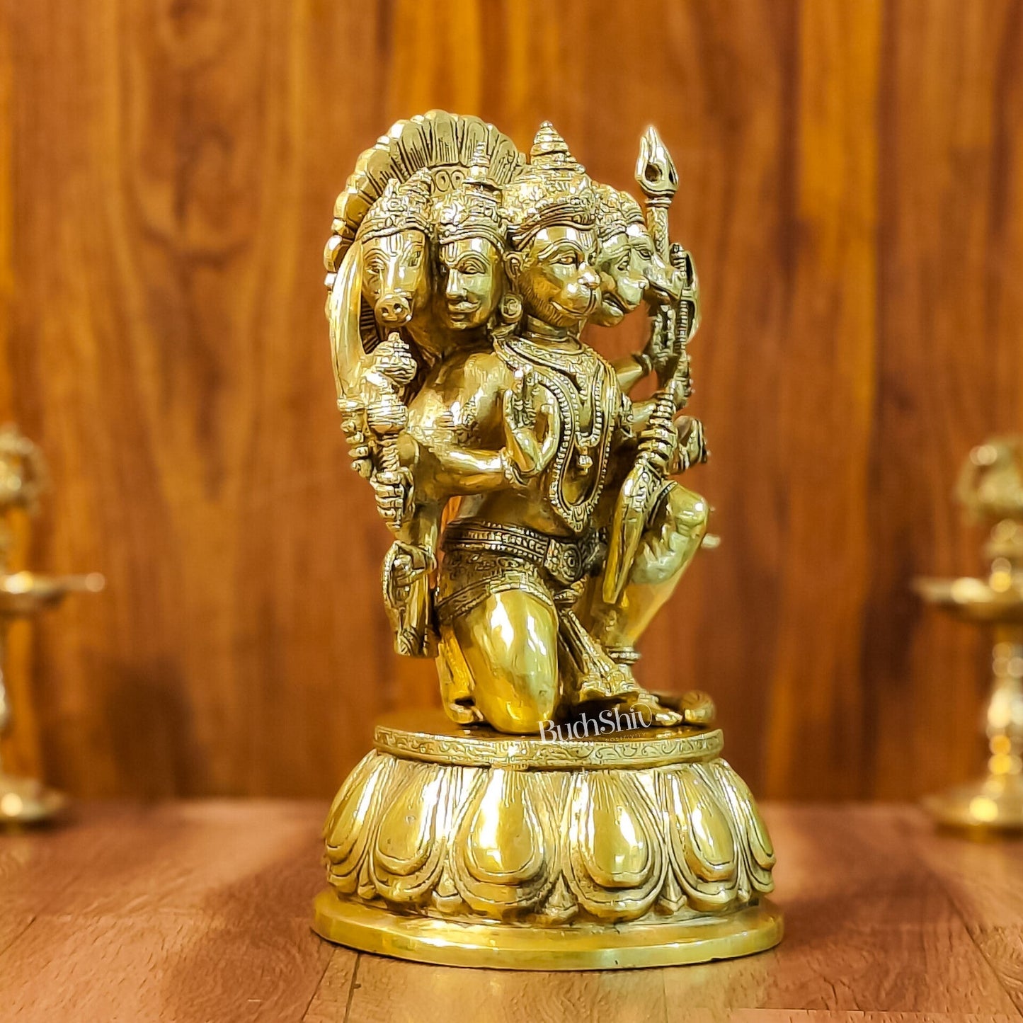 Brass Panchmukhi Hanuman 13" antique gold