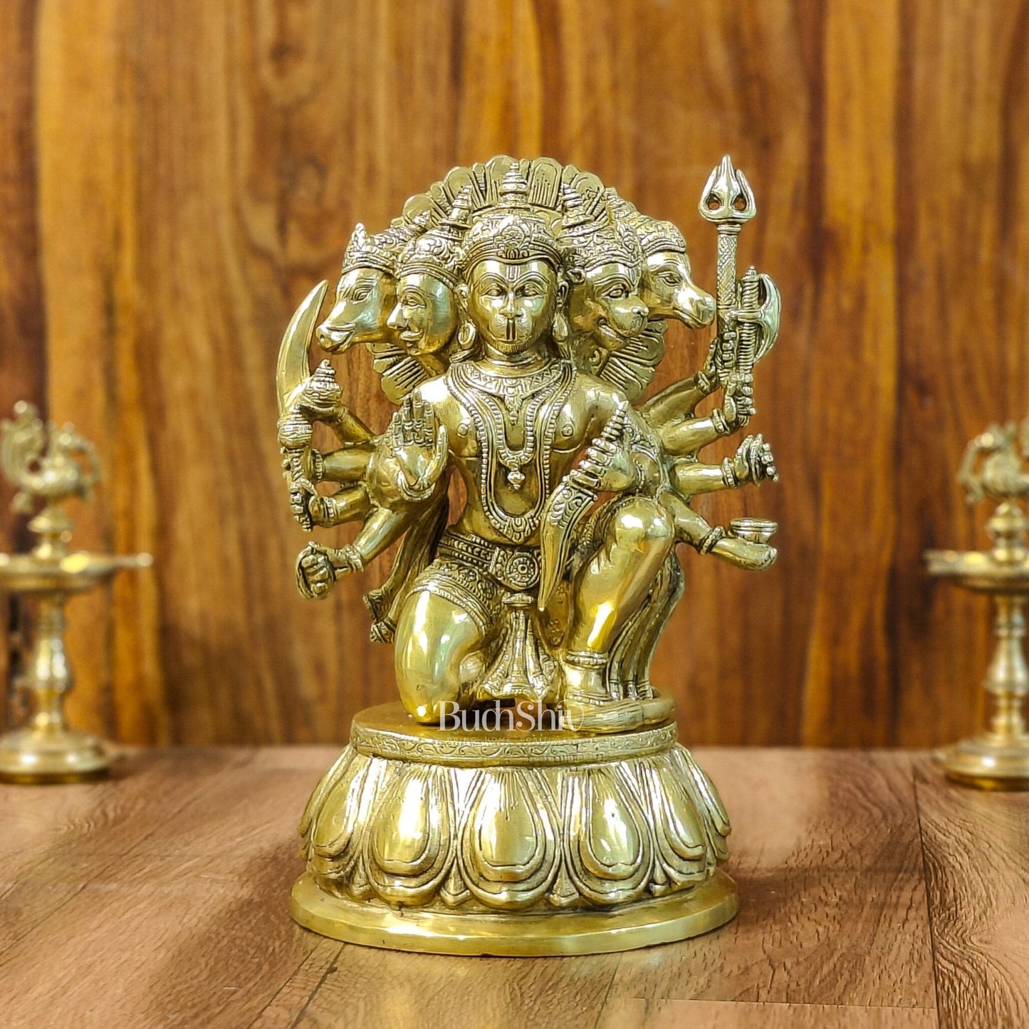 Brass Panchmukhi Hanuman 13" antique gold