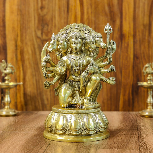Brass Panchmukhi Hanuman 13" antique gold