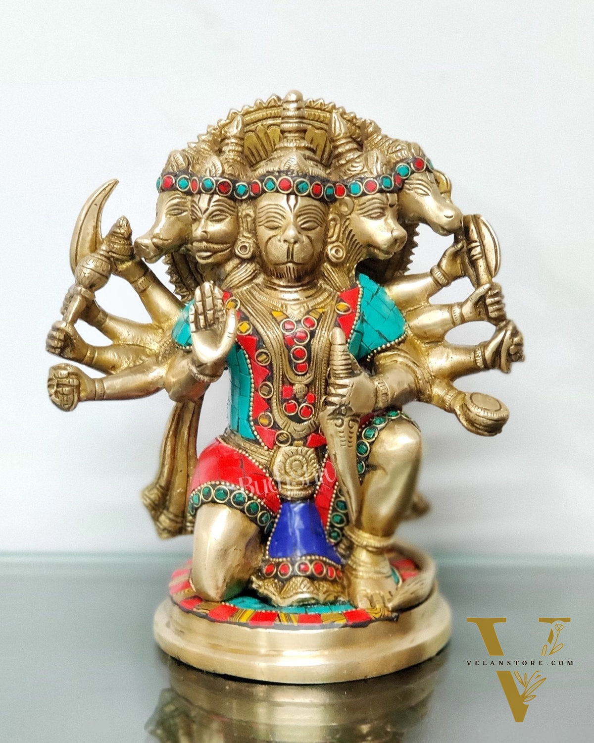 Brass Panchmukhi Hanuman 8.5"